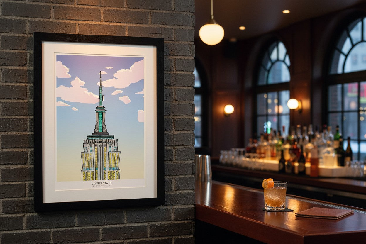 NYC Empire State Building Day Print | New York Skyline Wall Art | Manhattan Cityscape Poster | New York Illustration | USA Travel Art | NYC Gift (Copy)