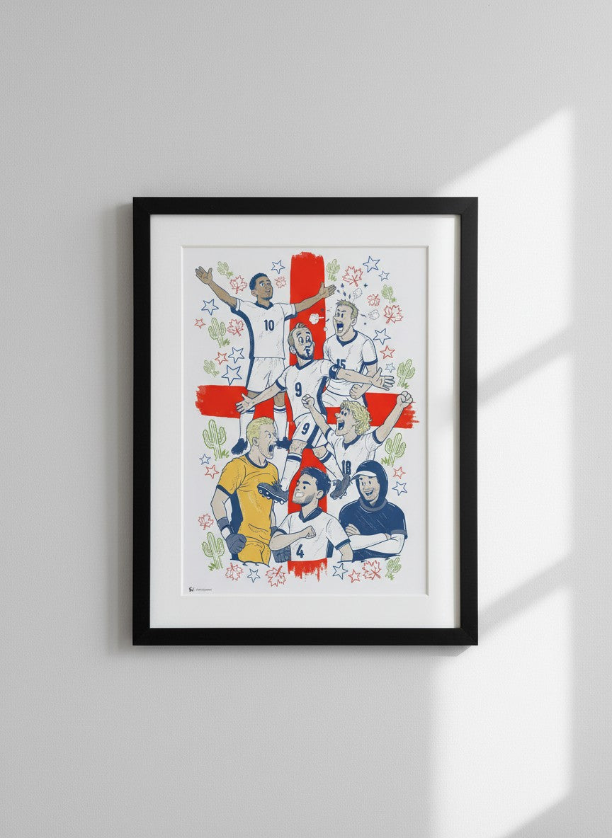 England World Cup 2026 Print – Limited Edition Football Artwork by Matt Cockayne