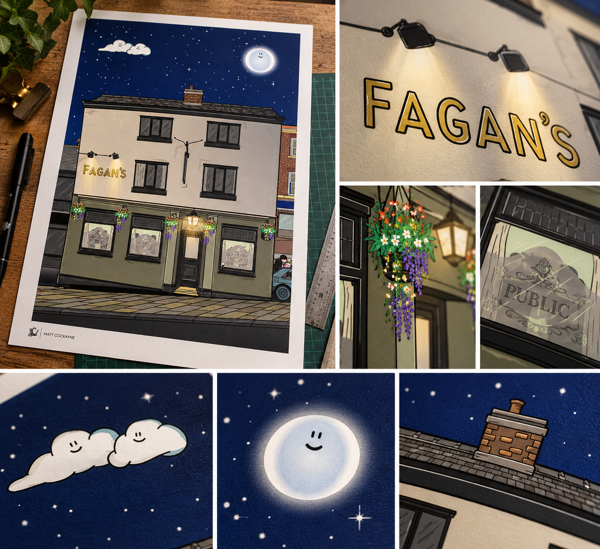Fagan's Pub Sheffield – Illustrated Art Print