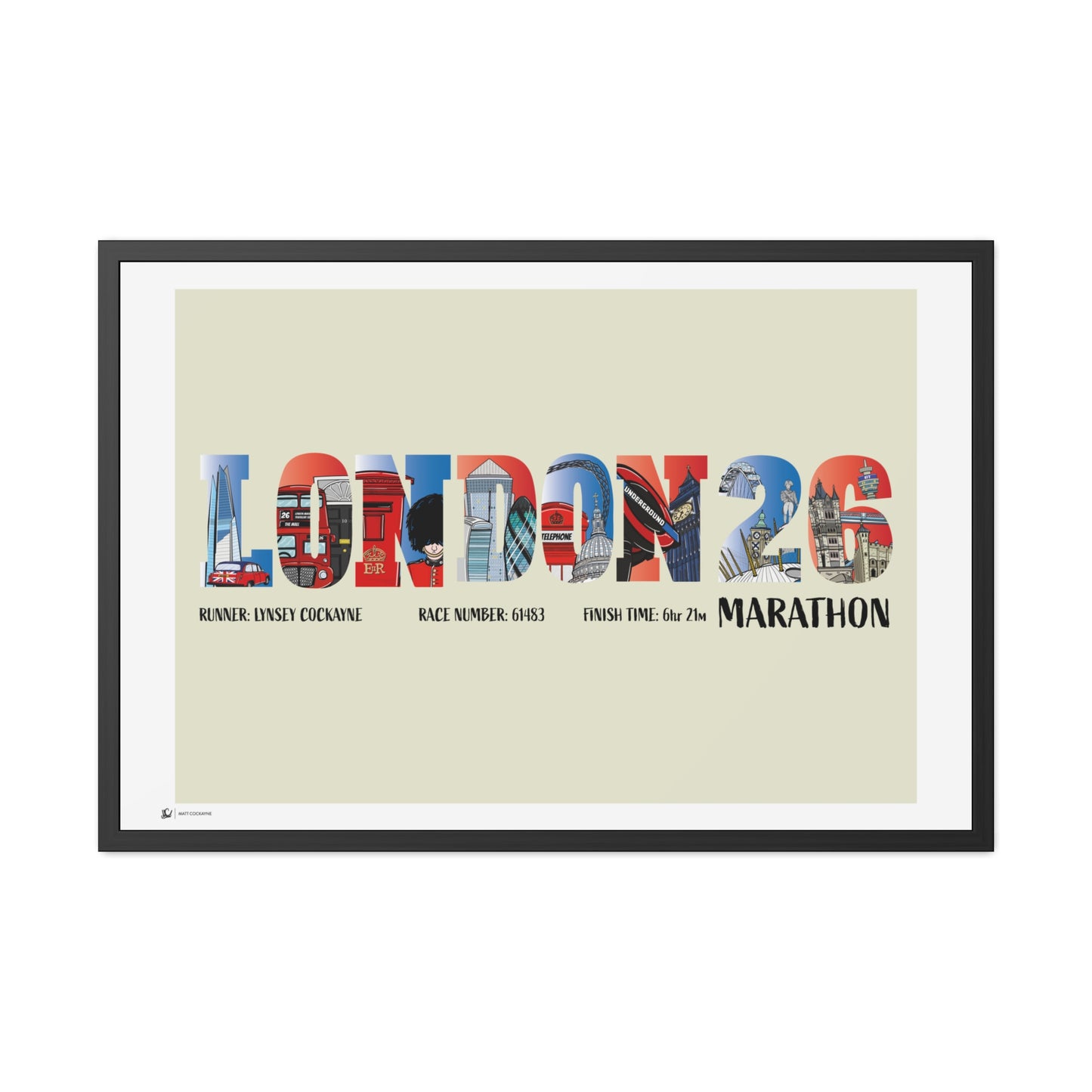 Personalised London Marathon Print – Custom Runner Gift, Finisher Keepsake, Landmarks Poster