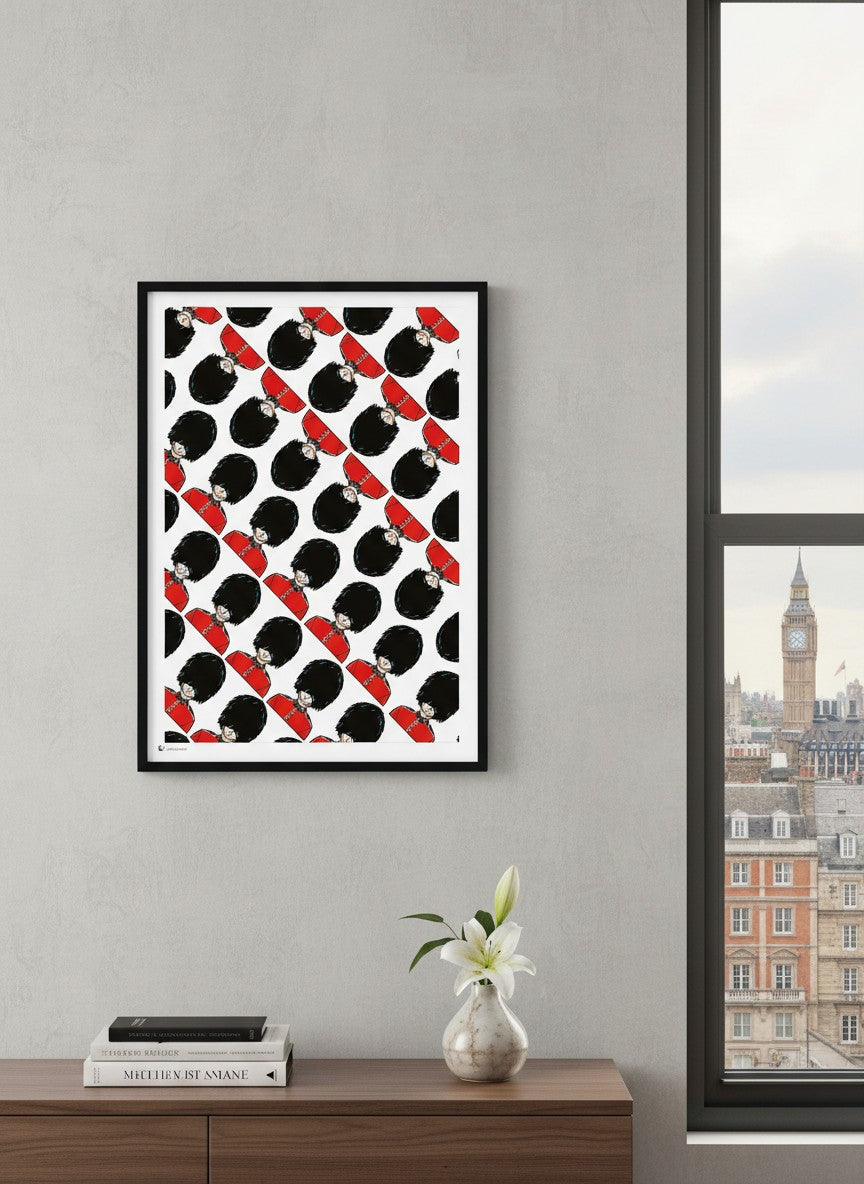 London Guards Print | Royal Guard Repeating Pattern Art | Pop Art Illustration