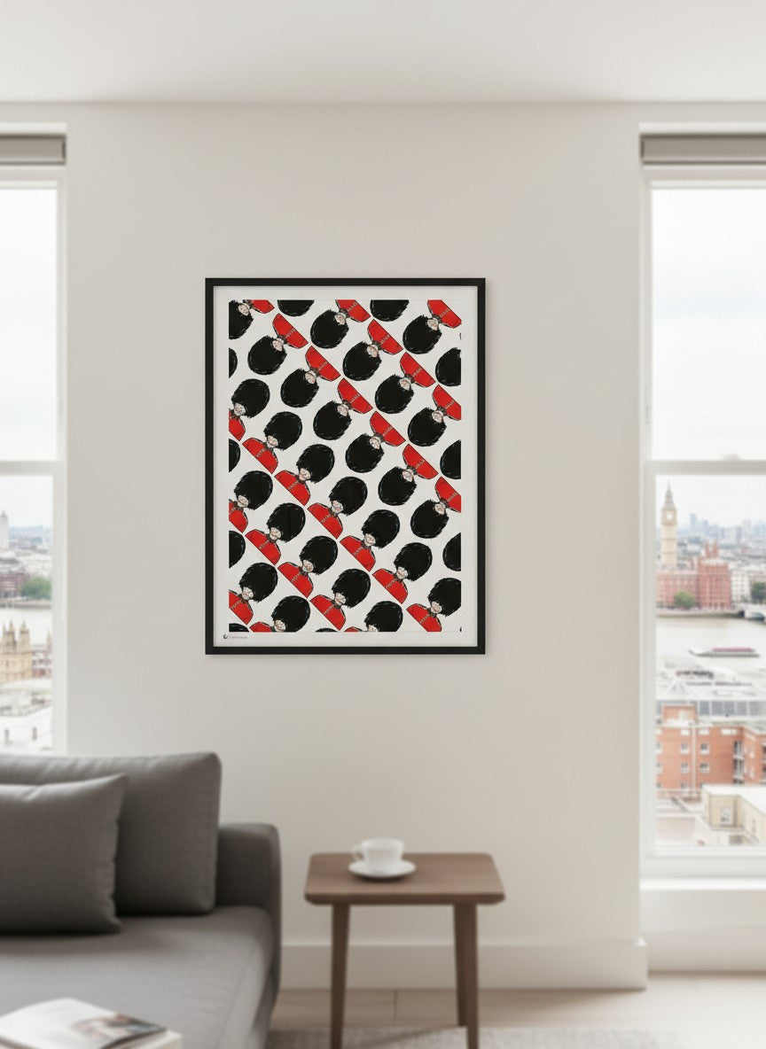 London Guards Print | Royal Guard Repeating Pattern Art | Pop Art Illustration