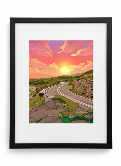 INTO THE SUNSET- SURPRISE VIEW - Peak District Prints - Wall Art - Poster - Print - Canvas - Illustration