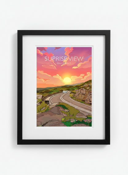 INTO THE SUNSET- SURPRISE VIEW - Peak District Prints - Wall Art - Poster - Print - Canvas - Illustration