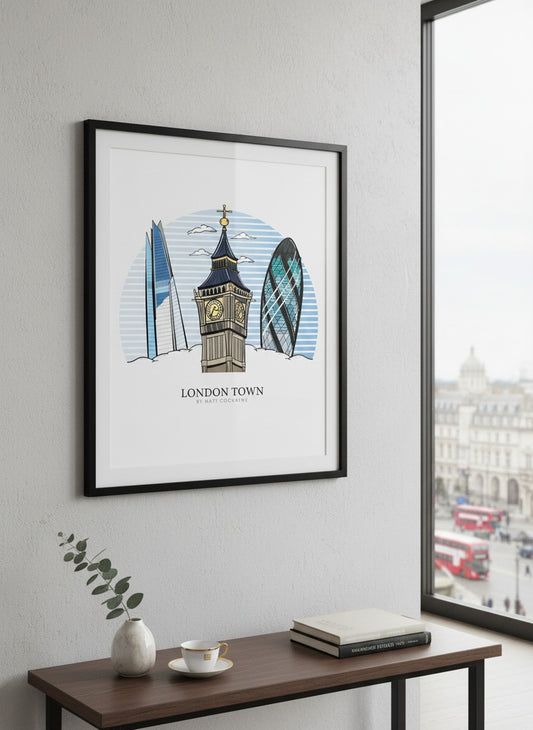 London Sky Print | London Skyline Wall Art | British Icon Poster | London Cityscape Illustration | UK Travel Art | London Gift