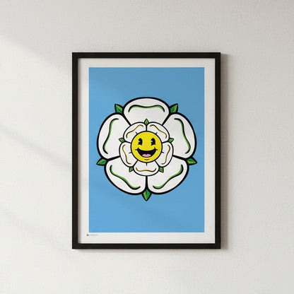 Yorkshire Rose Smiley – Yorkshire Artwork – Sheffield Illustration – Yorkshire Wall Art – Industrial Art Print – UK City Poster