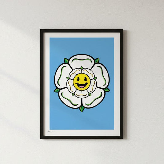 Yorkshire Rose Smiley – Yorkshire Artwork – Sheffield Illustration – Yorkshire Wall Art – Industrial Art Print – UK City Poster