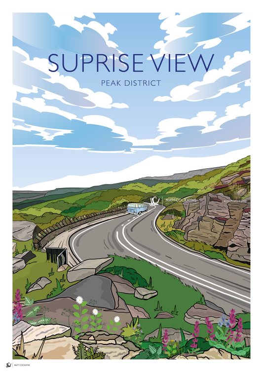 SURPRISE VIEW - Peak District Prints - Wall Art - Poster - Print - Canvas - Illustration