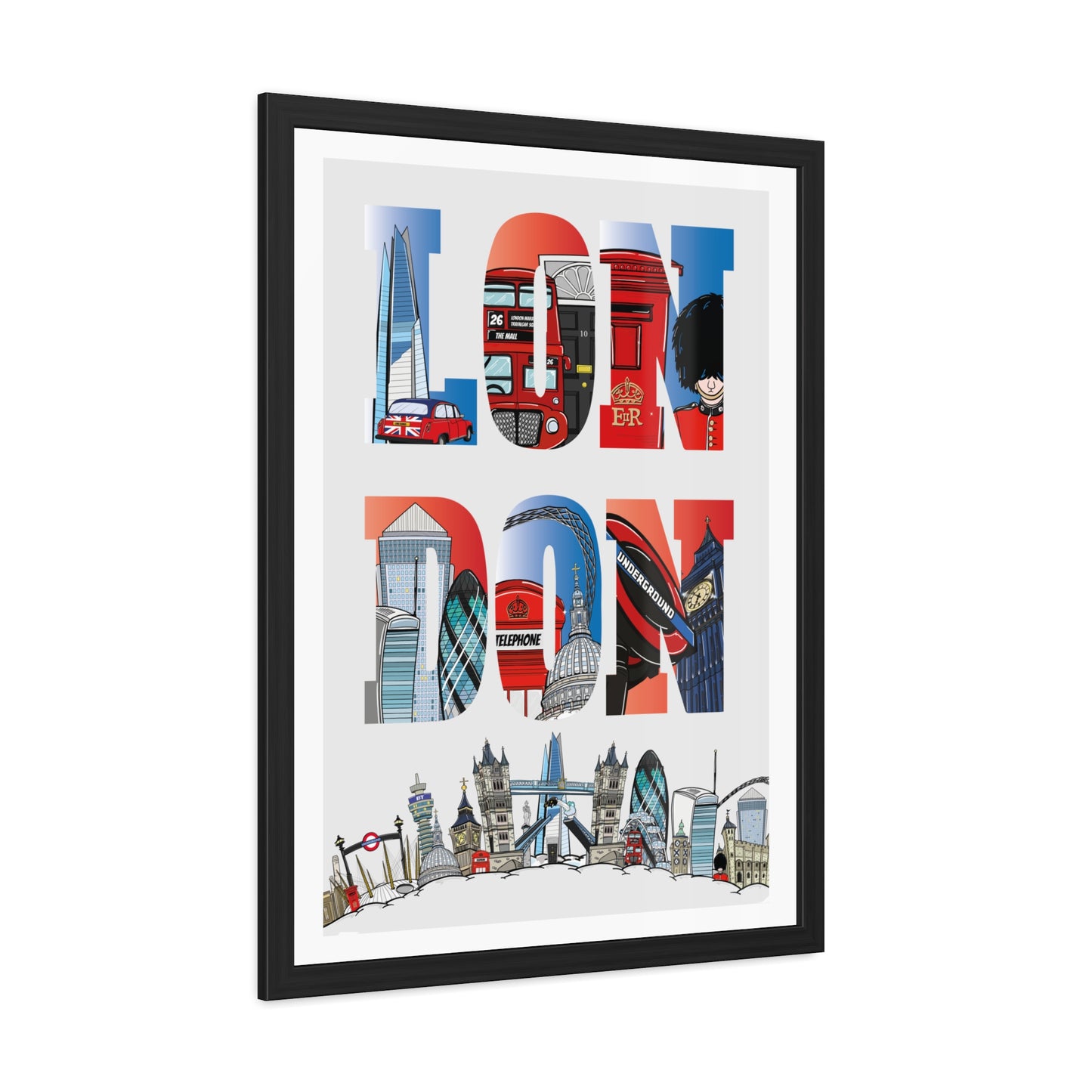 London Typography Print – London Wall Art – London Landmarks Poster – Modern London Artwork – UK City Print