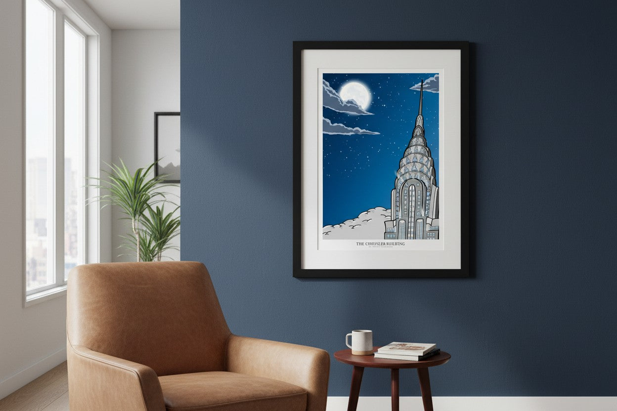 Chrysler Building Print, New York City Skyline Wall Art, NYC Architecture Poster, Urban Illustration, NYC Travel Art, Modern Cityscape Gift