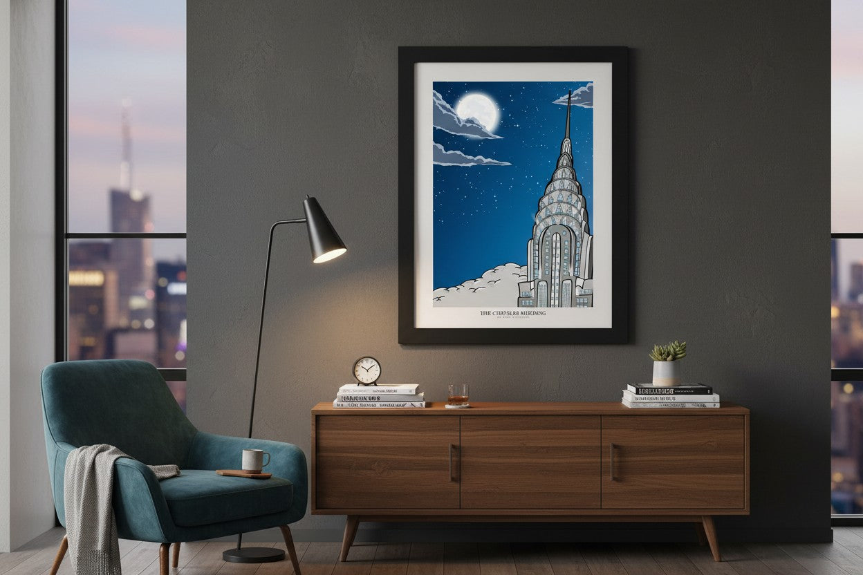 Chrysler Building Print, New York City Skyline Wall Art, NYC Architecture Poster, Urban Illustration, NYC Travel Art, Modern Cityscape Gift