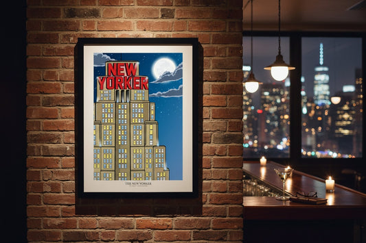 New Yorker Hotel Print, New York City Skyline Wall Art, NYC Architecture Poster, Urban Illustration, NYC Travel Art, Modern Cityscape Gift