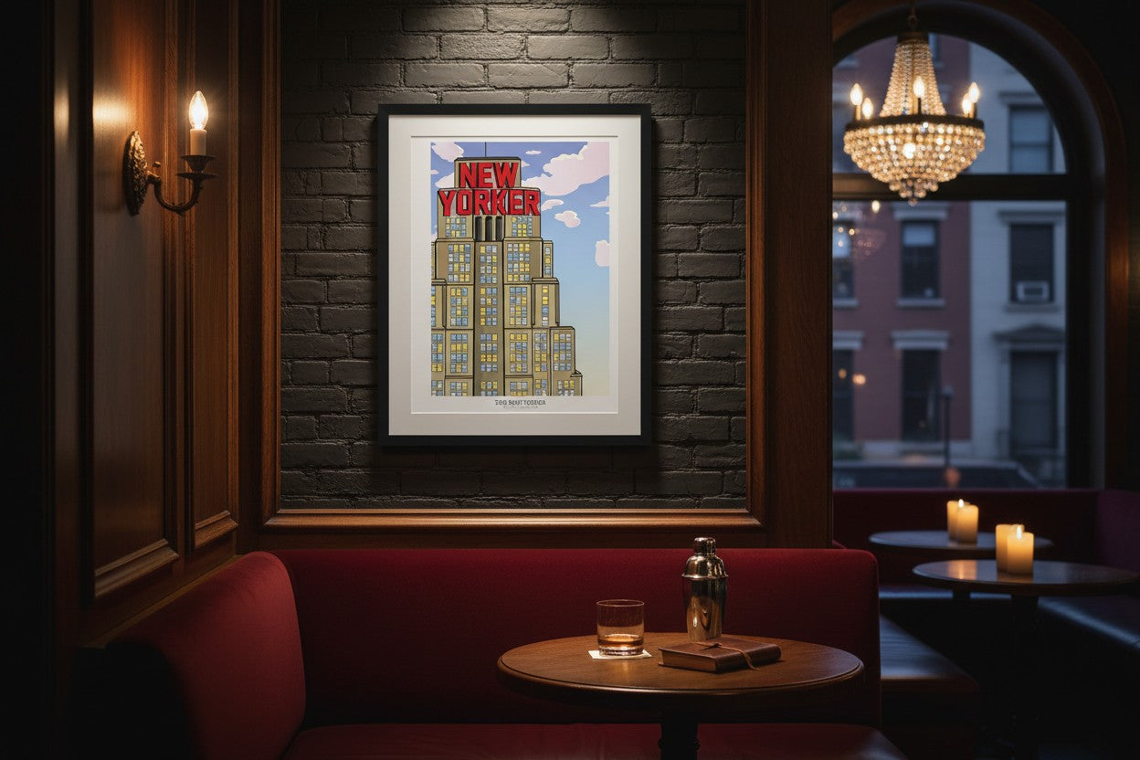 New Yorker Hotel Print, New York City Skyline Wall Art, NYC Architecture Poster, Urban Illustration, NYC Travel Art, Modern Cityscape Gift (Copy)