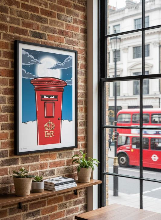 Royal Mail Print | London Wall Art | Red Post Box Poster | British Icon Print | London Street Illustration | UK Travel Art | London Gift