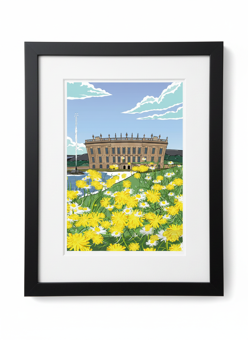 CHATSWORTH IN BLOOM - Peak District Prints - Wall Art - Poster - Print - Canvas - Illustration