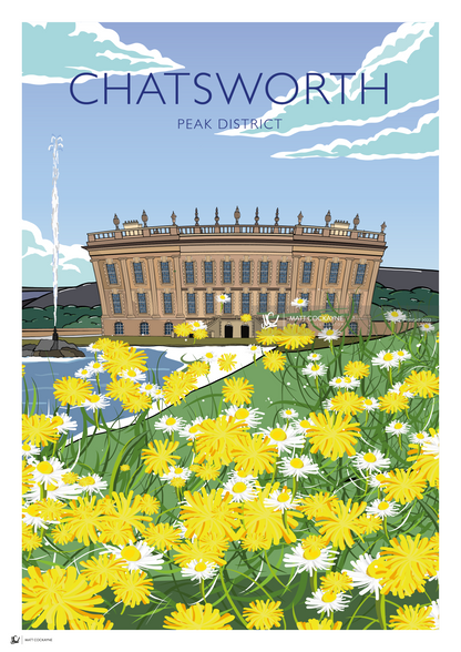 CHATSWORTH IN BLOOM - Peak District Prints - Wall Art - Poster - Print - Canvas - Illustration