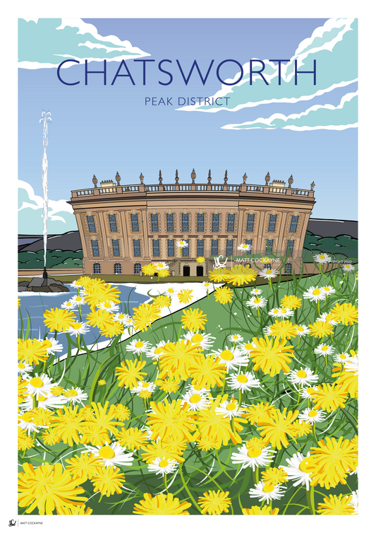 CHATSWORTH IN BLOOM - Peak District Prints - Wall Art - Poster - Print - Canvas - Illustration
