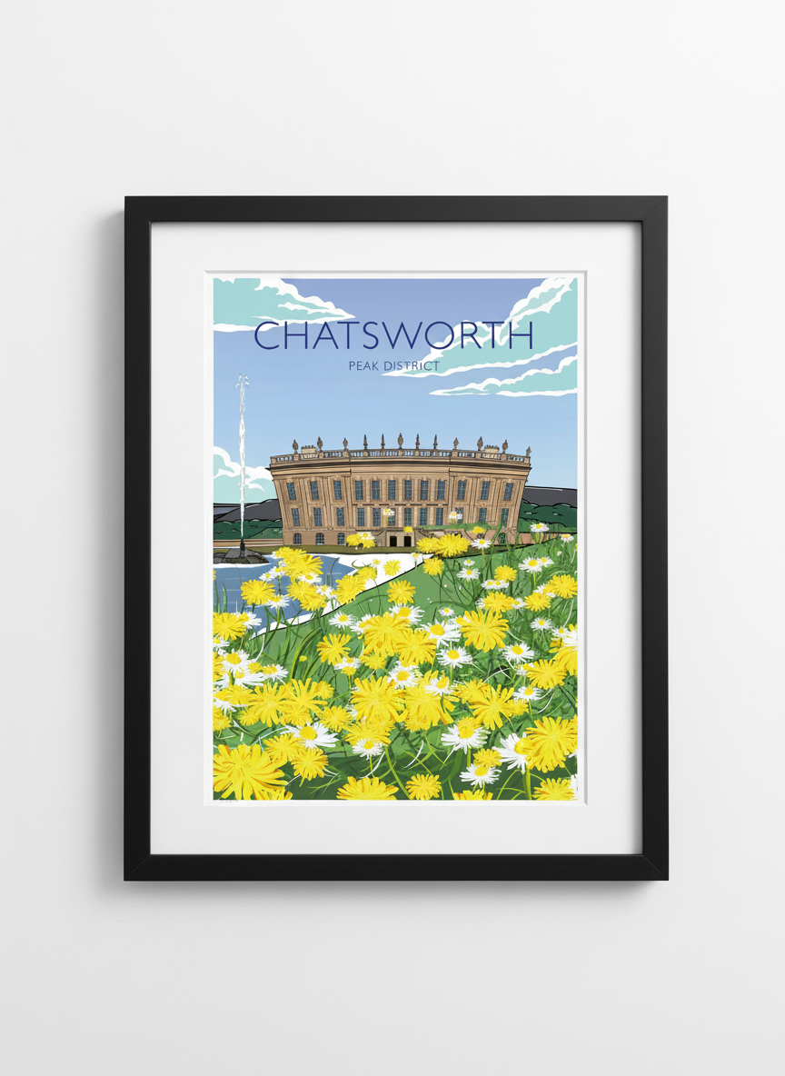 CHATSWORTH IN BLOOM - Peak District Prints - Wall Art - Poster - Print - Canvas - Illustration