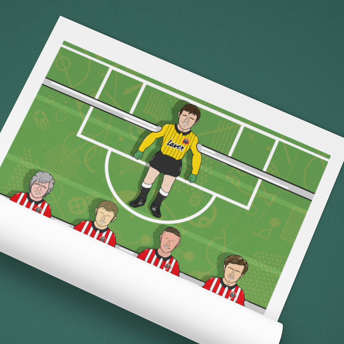Sheffield United – Retro Table Football Artwork Featuring Club Legends