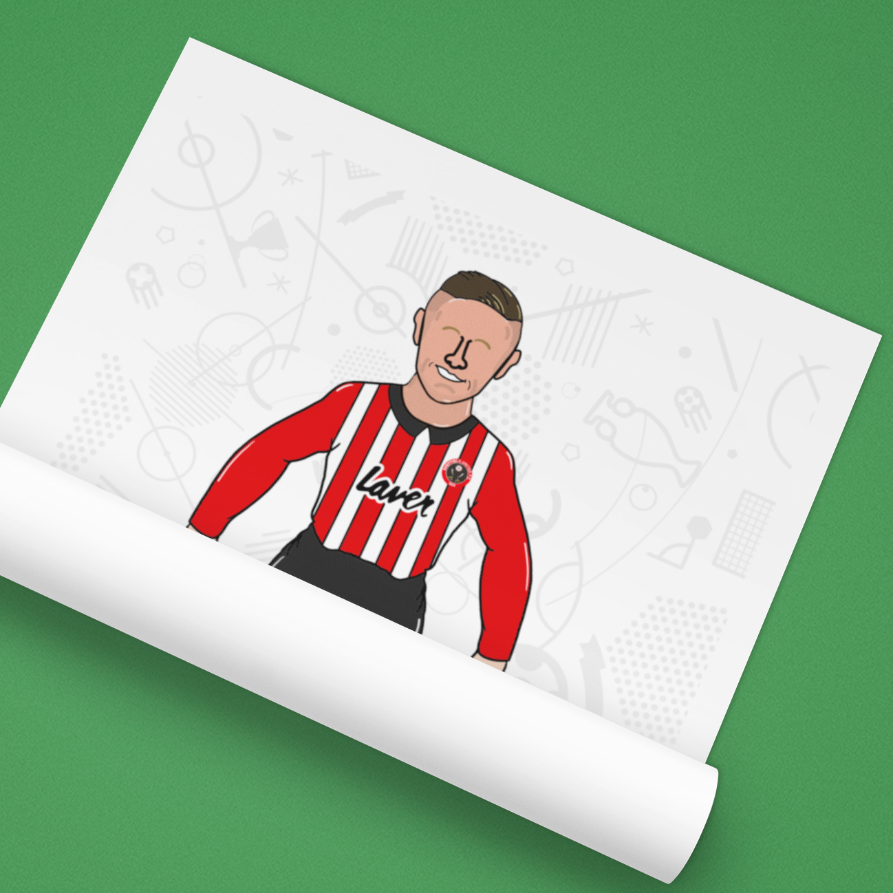 Phil Jagielka – Retro Subbuteo Artwork (Sheffield United Legend Print)