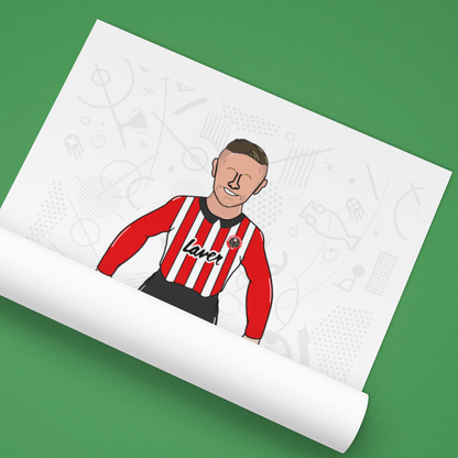 Phil Jagielka – Retro Subbuteo Artwork (Sheffield United Legend Print)