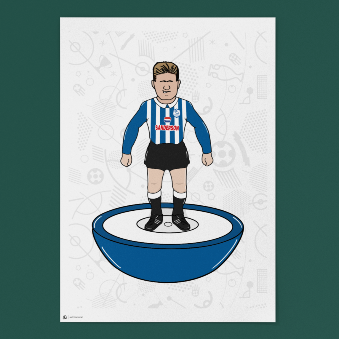 Nigel Pearson Retro Subbuteo Artwork – Sheffield Wednesday Legend Print