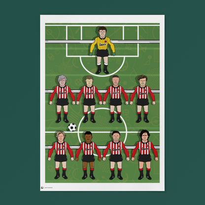 Sheffield United – Retro Table Football Artwork Featuring Club Legends