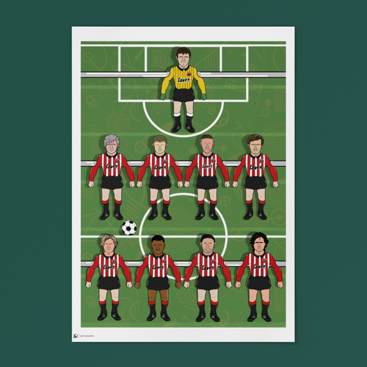Sheffield United – Retro Table Football Artwork Featuring Club Legends