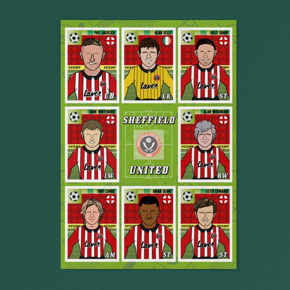 Sheffield United Panini Sticker Collection – Retro Football Artwork Set