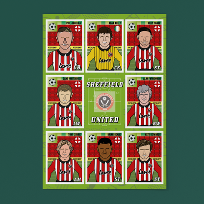 Sheffield United Panini Sticker Collection – Retro Football Artwork Set