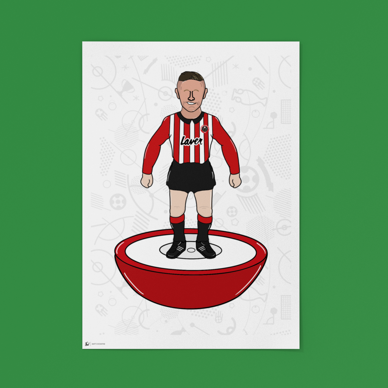 Phil Jagielka – Retro Subbuteo Artwork (Sheffield United Legend Print)