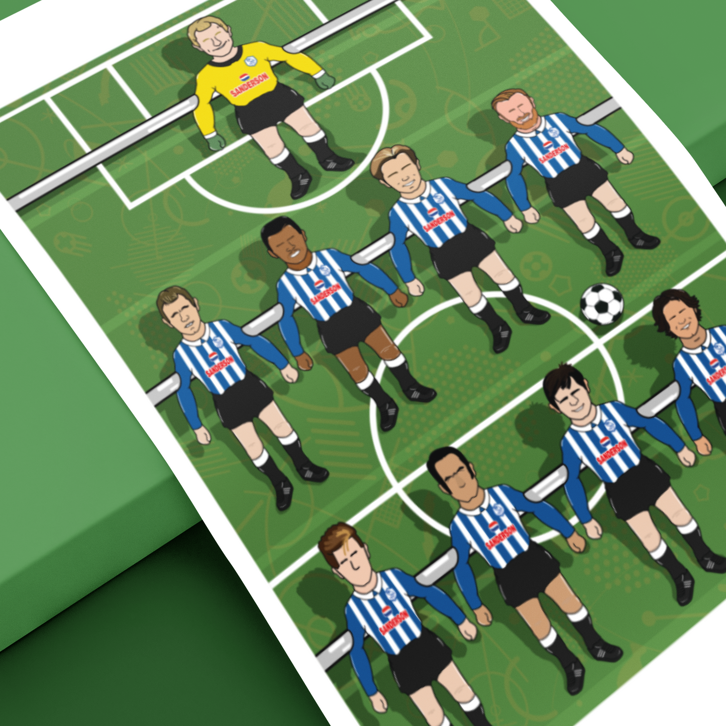 Sheffield Wednesday Retro Table Football Artwork – Featuring Club Legends
