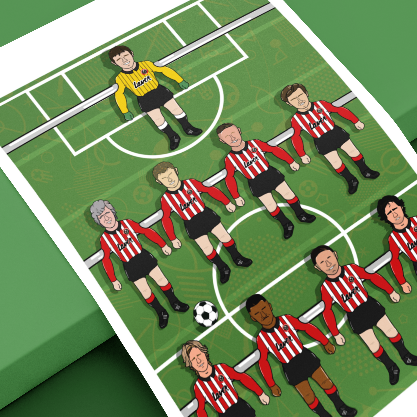 Sheffield United – Retro Table Football Artwork Featuring Club Legends