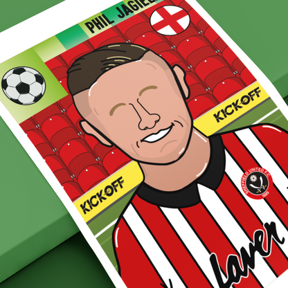 Phil Jagielka – Sheffield United Panini-Style Print (Retro Collectible)