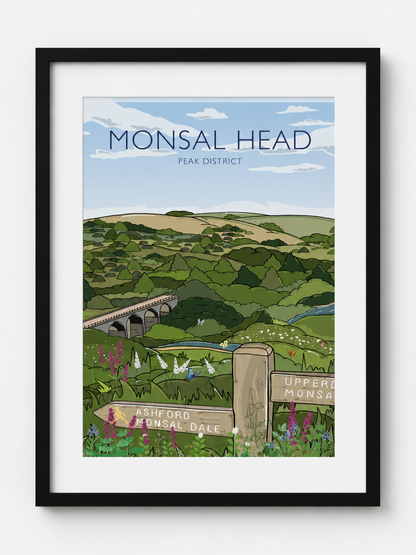 MONSAL HEAD - Peak District Prints - Wall Art - Poster - Print - Canvas - Illustration