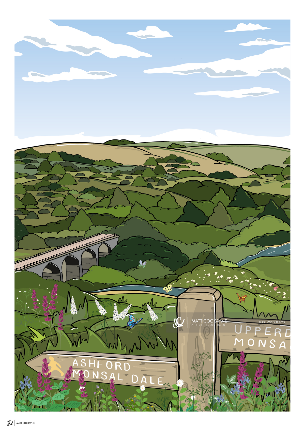 MONSAL HEAD - Peak District Prints - Wall Art - Poster - Print - Canvas - Illustration