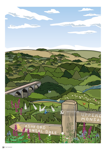 MONSAL HEAD - Peak District Prints - Wall Art - Poster - Print - Canvas - Illustration