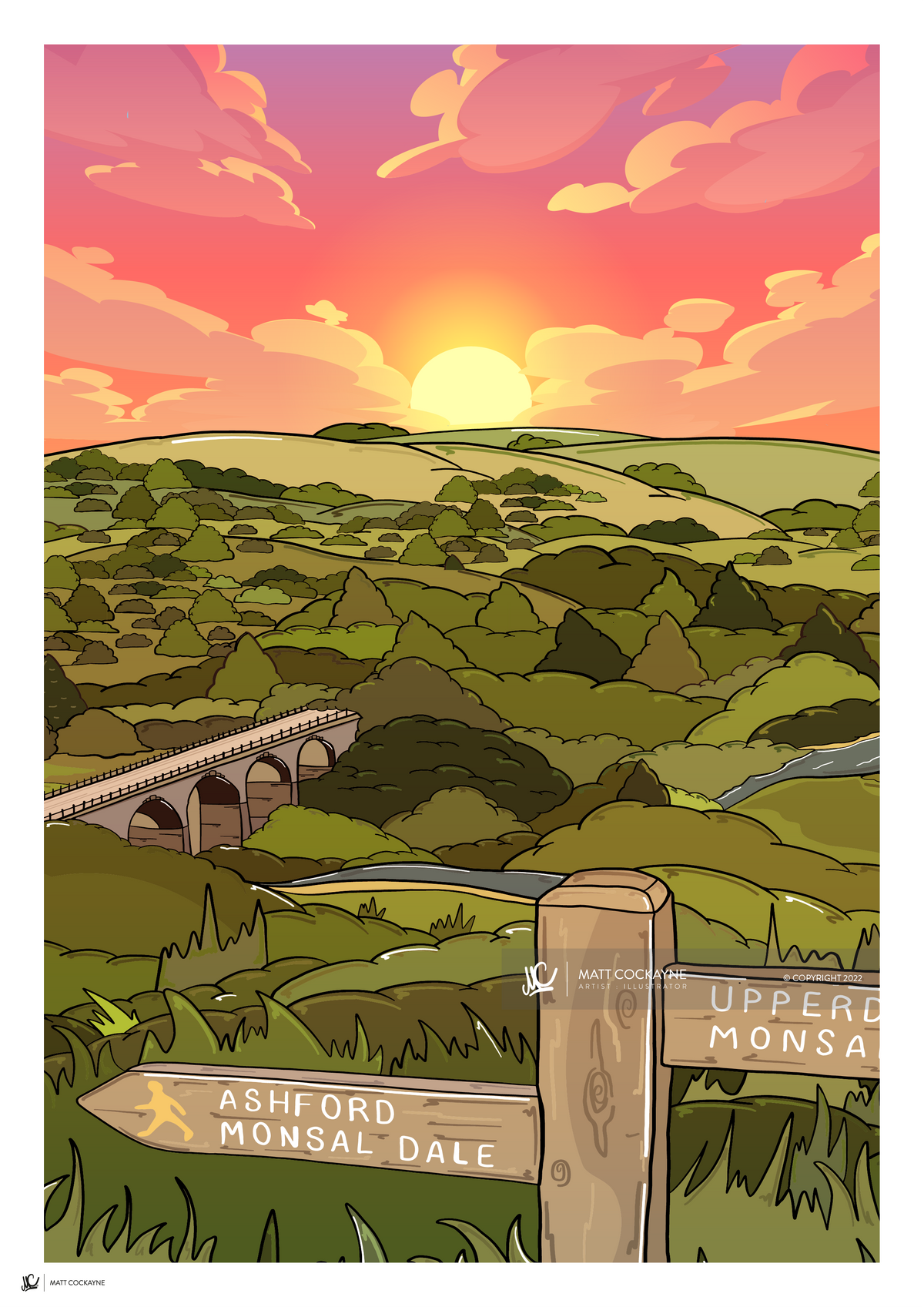 MONSAL TRAIL - Peak District Prints - Wall Art - Poster - Print - Canvas - Illustration