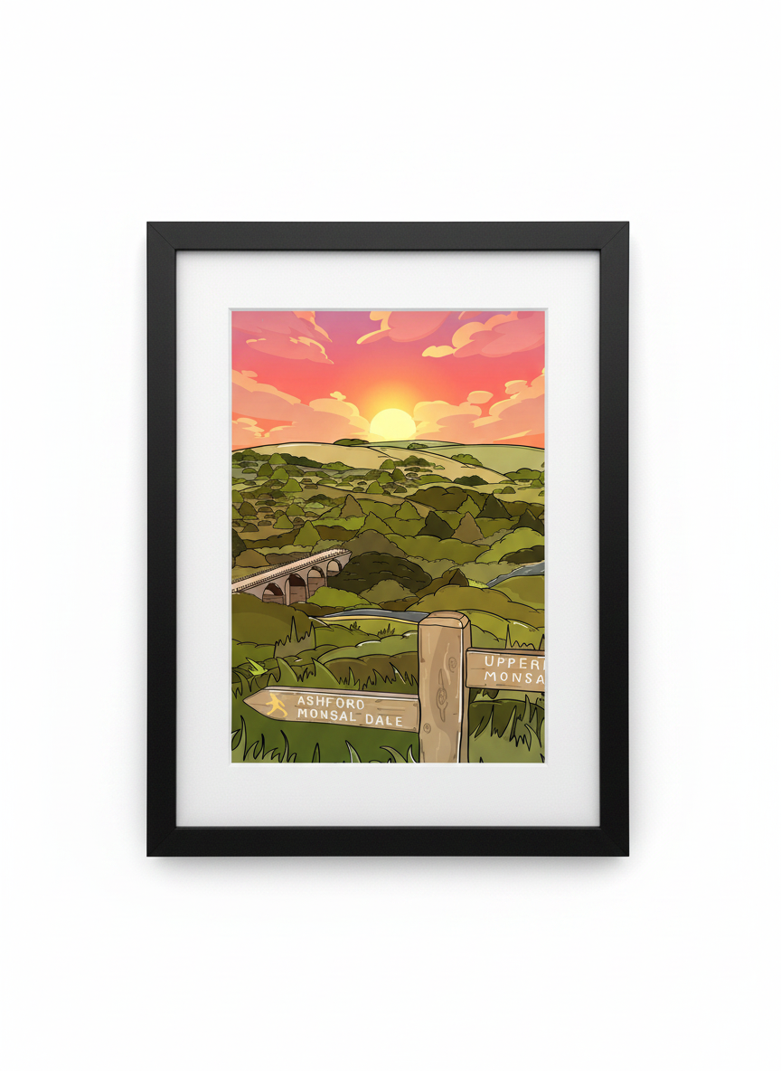 MONSAL TRAIL - Peak District Prints - Wall Art - Poster - Print - Canvas - Illustration