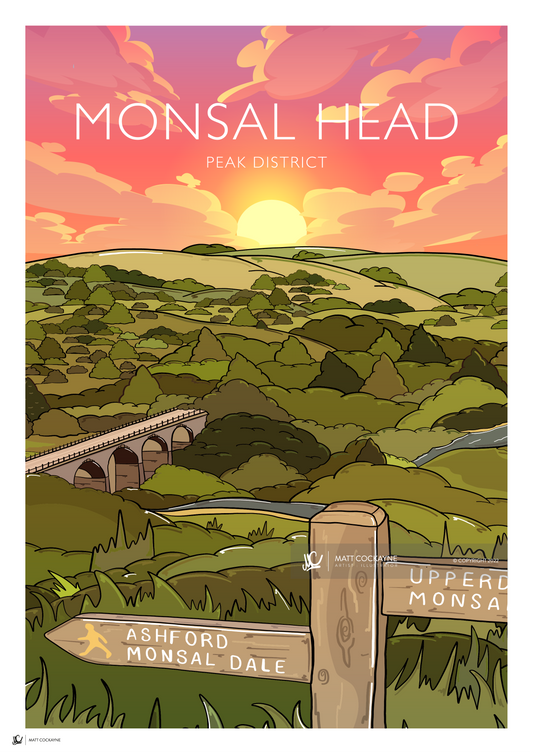 MONSAL TRAIL - Peak District Prints - Wall Art - Poster - Print - Canvas - Illustration