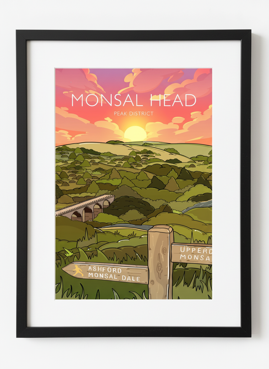 MONSAL TRAIL - Peak District Prints - Wall Art - Poster - Print - Canvas - Illustration