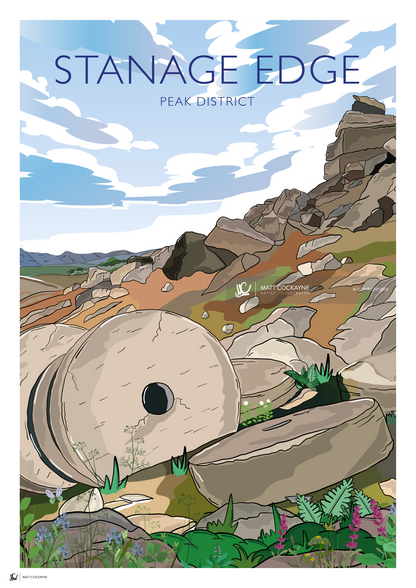 STANAGE EDGE - Peak District Prints - Wall Art - Poster - Print - Canvas - Illustration