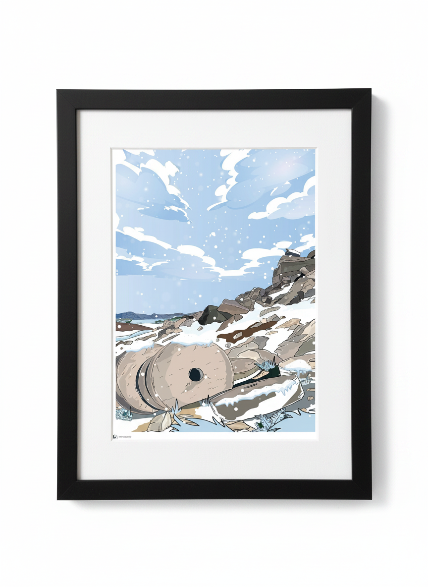 STANAGE EDGE WINTER - Peak District Prints - Wall Art - Poster - Print - Canvas - Illustration