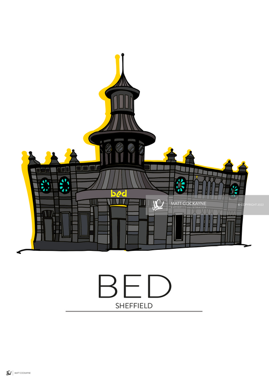 CLUBS - BED - Sheffield Prints - Wall Art - Poster - Print - Canvas - Illustration