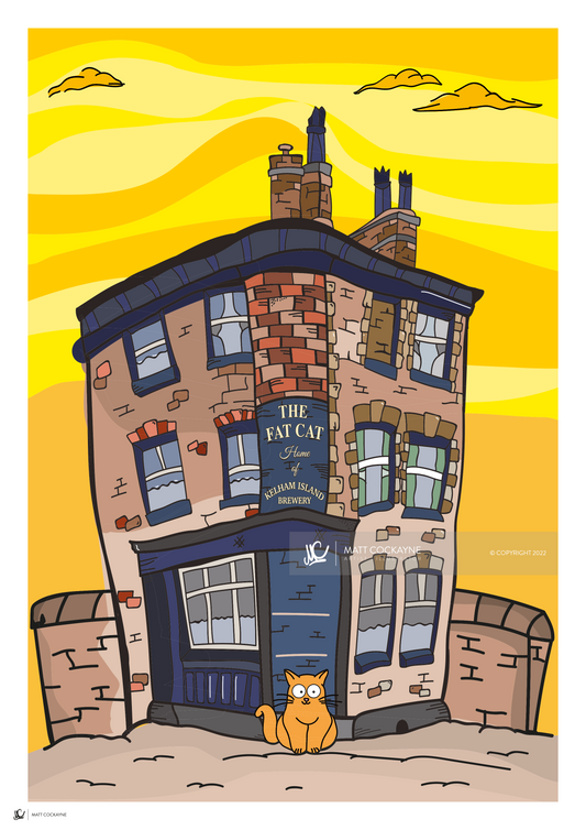 PUBS - The Fat Cat MK1 - Sheffield Prints - Wall Art - Poster - Print - Canvas - Illustration