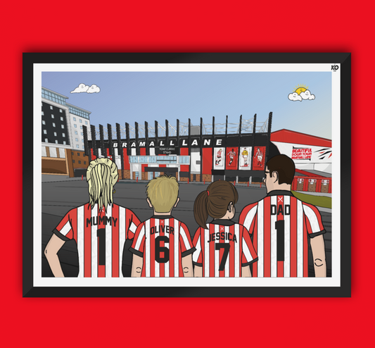 Personalised Sheffield United fc custom Family artwork - English EFL Bramall Lane Football Gift Art Print Blades SUFC