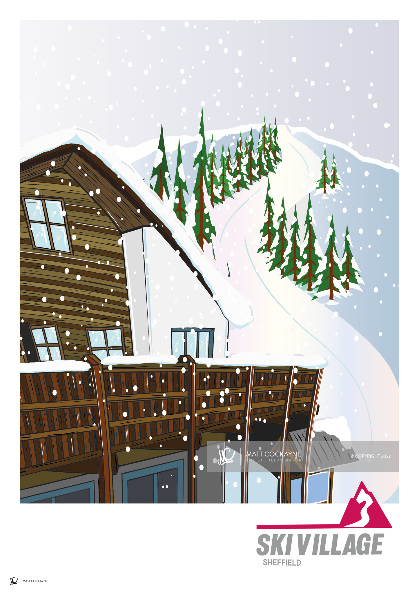 SKI VILLAGE - Sheffield Prints - Wall Art - Poster - Print - Canvas - Illustration