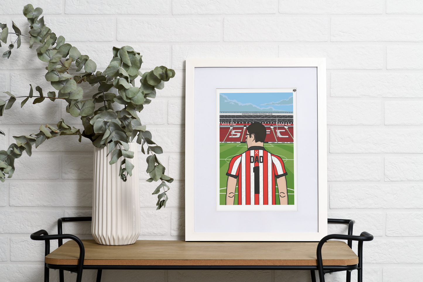 Personalised Sheffield United fc custom male pitch artwork - SUFC ,Bramall Lane Football Ground, Blades Gift Art Print Male Fathers Day Gifts