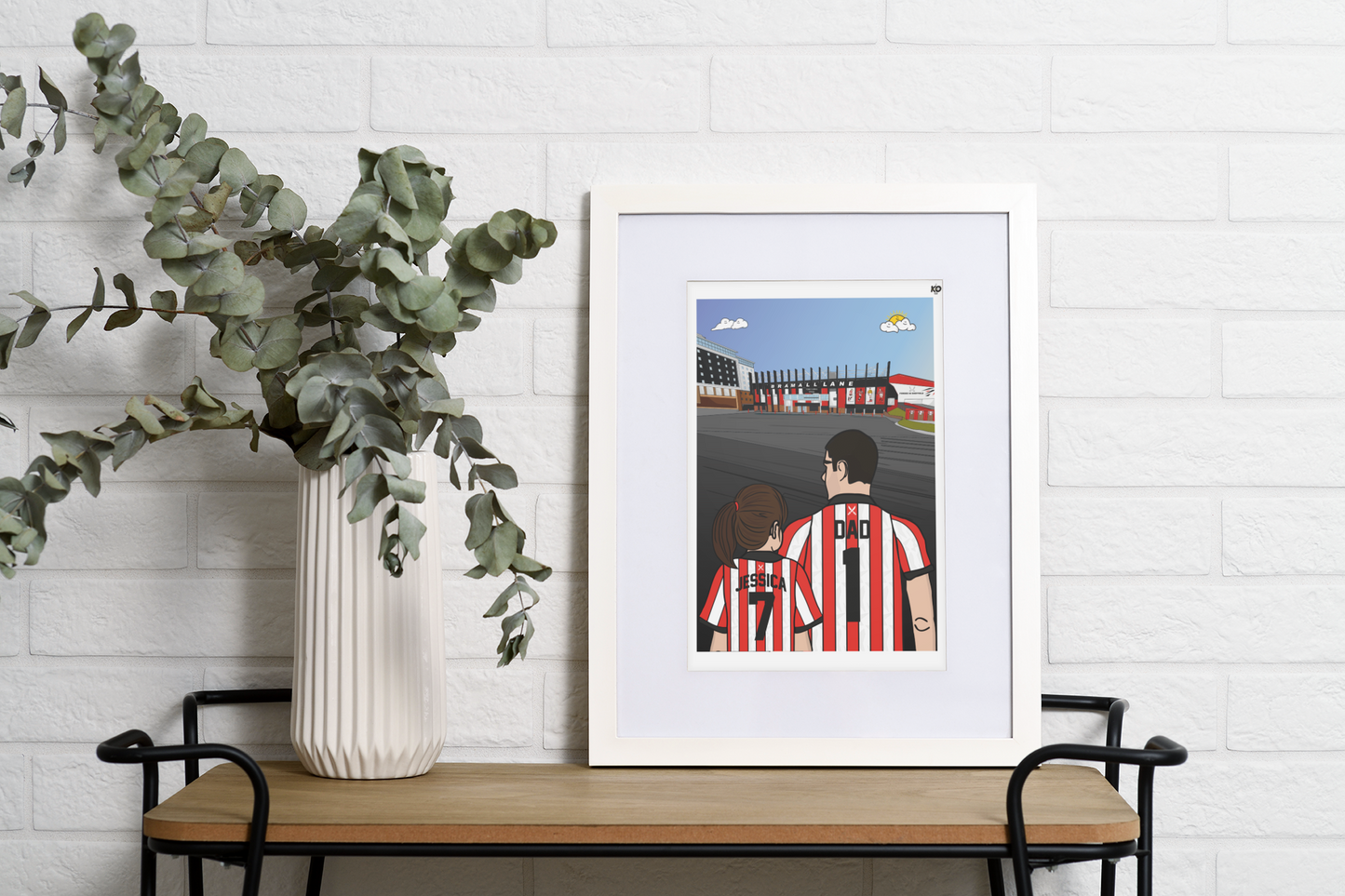 Personalised Sheffield United fc custom Dad & Lass PRINT - SUFC, The Blades, Bramall Lane Football Gift Art Prints Gifts teen