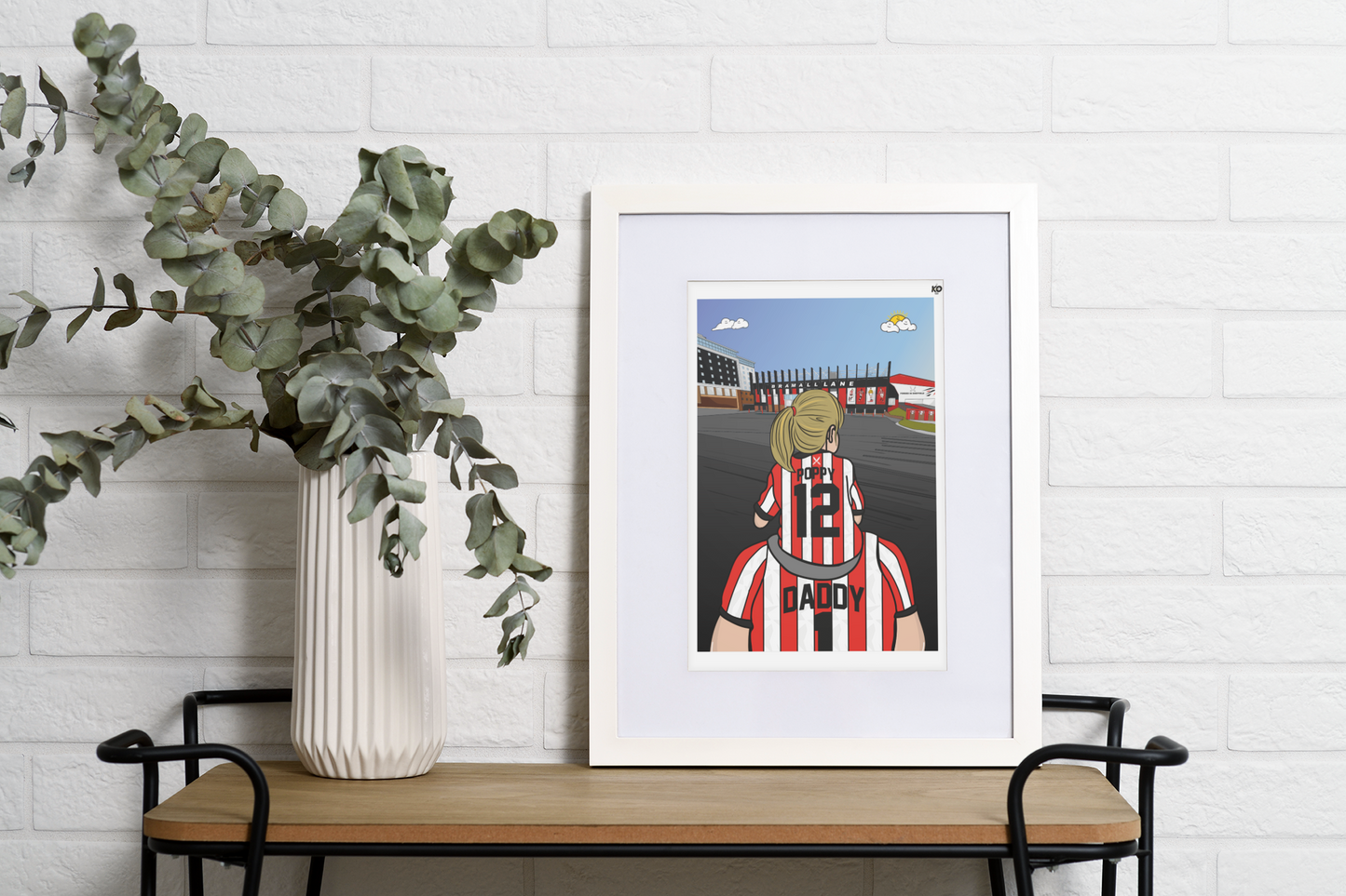 Personalised Sheffield United fc custom Dad & Lass PRINT - SUFC, The Blades, Bramall Lane Football Gift Art Prints Gifts efl